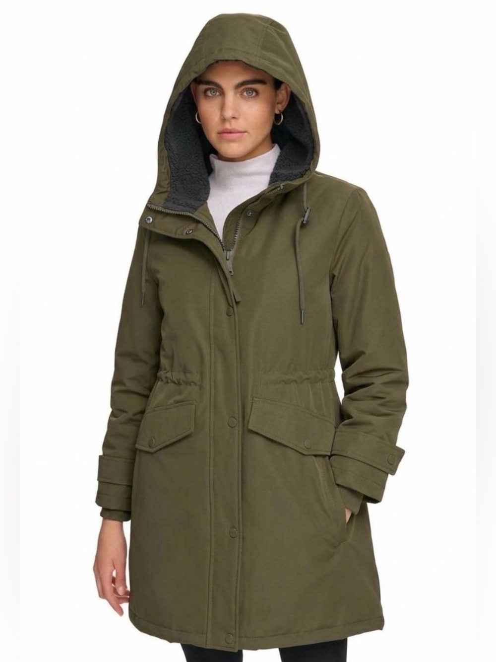 🔥 $200 Calvin Klein Women’s Hooded Anorak Coat Green 🔥